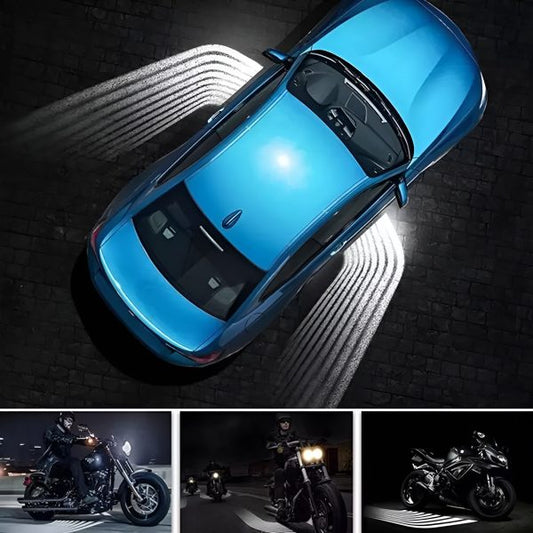 2pcs Motorcycle & Car Welcome Light Door Courtesy Lights With Projector Angels Wing Led Carpet